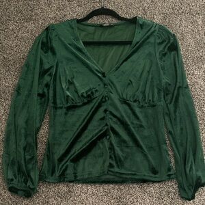 SHEIN Deep Green Velvet Blouse